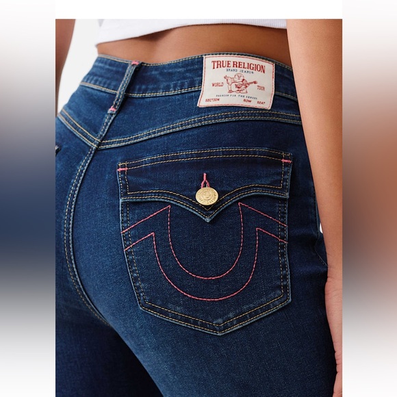 True Religion Denim - True Religion Women’s Skinny, high rise Flap-pocket PINK stitching! NWT
